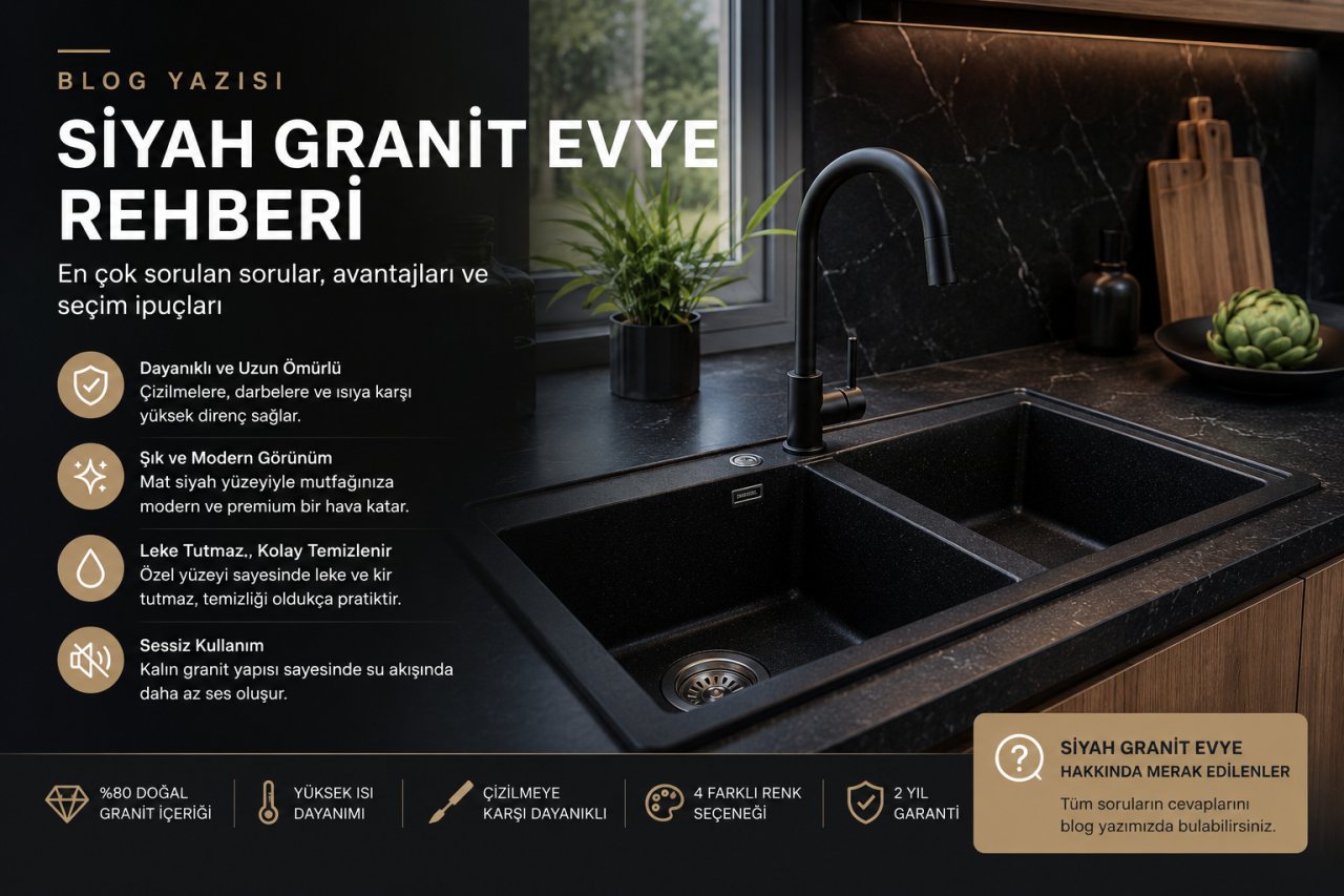 Siyah Granit Evye Modelleri 2026 | Modern ve Şık Granit Evyeler