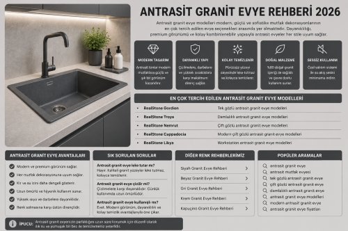 Antrasit Granit Evye Modelleri 2026 | Modern ve Premium Evyeler