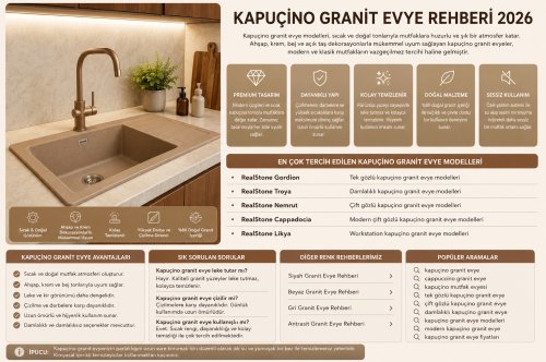 Kapuçino Granit Evye Modelleri 2026 | Sıcak ve Şık Mutfak Evyeleri